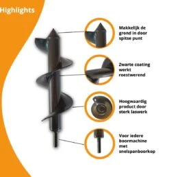 Grondboor Voor Boormachine - 8x25 Cm - Zwart 12 Grondboor Voor Boormachine - 8x25 Cm - Zwart -Tuingereedschaps Winkel 1151x1200