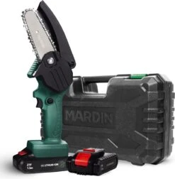 Mardin Mini Kettingzaag - Snoeizaag - Kettingzaag - Kettingzaag Electrisch Met 2 Accu - Inclusief Koffer - 1 Extra Accu - Groen