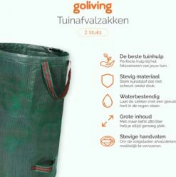 Goliving Tuinafvalzak - Set Van 2- Tuinafvalzakken Opvouwbaar - Tuinzak - Tuinafvalemmer - 2x 280 Liter - Groen -Tuingereedschaps Winkel 1195x1200