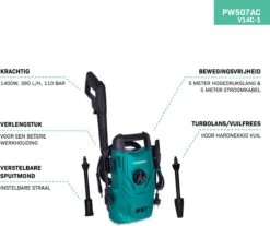 VONROC Hogedrukreiniger V14C-1 - 1400W – 110 Bar – 390 L/h – Compact - Incl. 5m Slang, Spuitstukken En Accessoires -Tuingereedschaps Winkel 1200x1008