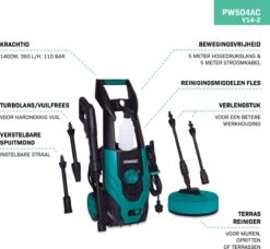 VONROC Hogedrukreiniger V14-2 - 1400W – 110 Bar – 390 L/h – Incl. 5m Slang, Reinigingsmiddelen Flesje, Terrasreiniger En Meer 12 VONROC Hogedrukreiniger V14-2 - 1400W – 110 Bar – 390 L/h – Incl. 5m Slang, Reinigingsmiddelen Flesje, Terrasreiniger En Meer -Tuingereedschaps Winkel 1200x1110