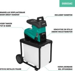 VONROC Stille Hakselaar/Shredder 2800W – Voor Takken Tot Ø45mm – Incl. 60L Opvangbak & Duwstok 12 VONROC Stille Hakselaar/Shredder 2800W – Voor Takken Tot Ø45mm – Incl. 60L Opvangbak & Duwstok -Tuingereedschaps Winkel 1200x1134
