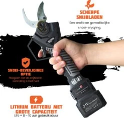Reichlër® Elektrische Snoeischaar - 40 Mm Snijdiameter - 2x Accu - Anti-cut Functie - Heggenschaar - Takkenschaar - Zwart -Tuingereedschaps Winkel 1200x1145