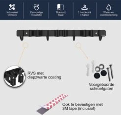 Volcan Bezemhouder - Bezem Ophangsysteem Tuingereedschap - Gereedschapshouder - Zelfklevend - 3M Tape - 3 Houders 4 Haken - RVS Zwart 14 Volcan Bezemhouder - Bezem Ophangsysteem Tuingereedschap - Gereedschapshouder - Zelfklevend - 3M Tape - 3 Houders 4 Haken - RVS Zwart -Tuingereedschaps Winkel 1200x1148 3