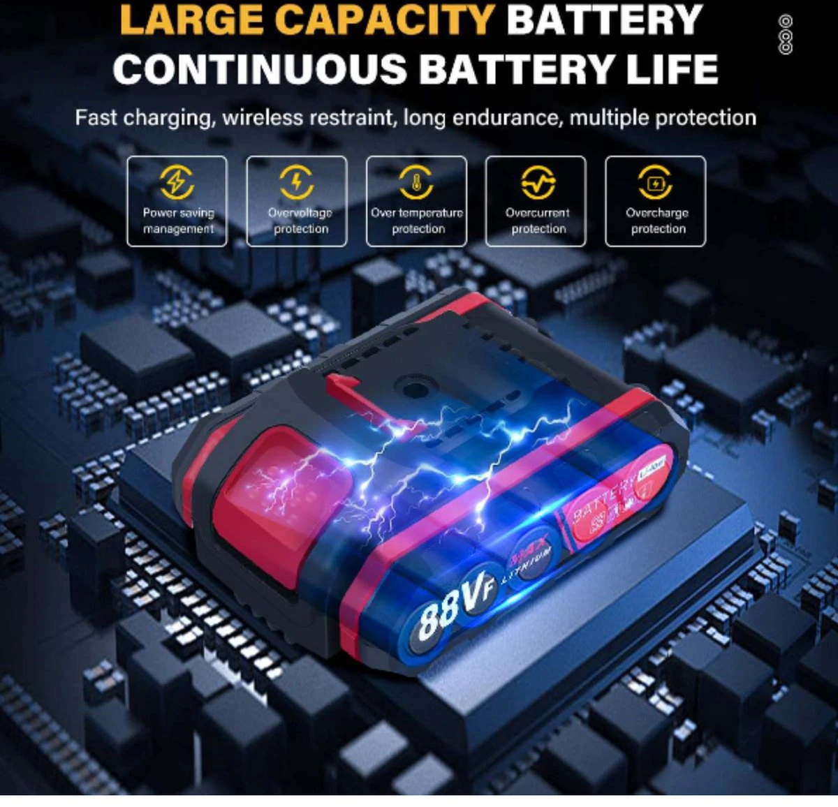 Violeworks® Accu Kettingzaag - Snoeizaag - Mini Kettingzaag - Handkettingzaag - Ook Voor Makita - Elektrische Kettingzaag - Elektrische Snoeischaar - Op Batterij - 2900 MAh - 1080W - 88V 6 Violeworks® Accu Kettingzaag - Snoeizaag - Mini Kettingzaag - Handkettingzaag - Ook Voor Makita - Elektrische Kettingzaag - Elektrische Snoeischaar - Op Batterij - 2900 MAh - 1080W - 88V - Afbeelding 4