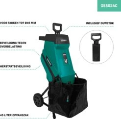 VONROC Hakselaar/Shredder 2500W – Voor Takken Tot Ø45mm – Incl. 45L Opvangzak & Duwstok 10 VONROC Hakselaar/Shredder 2500W – Voor Takken Tot Ø45mm – Incl. 45L Opvangzak & Duwstok -Tuingereedschaps Winkel 1200x1179 1
