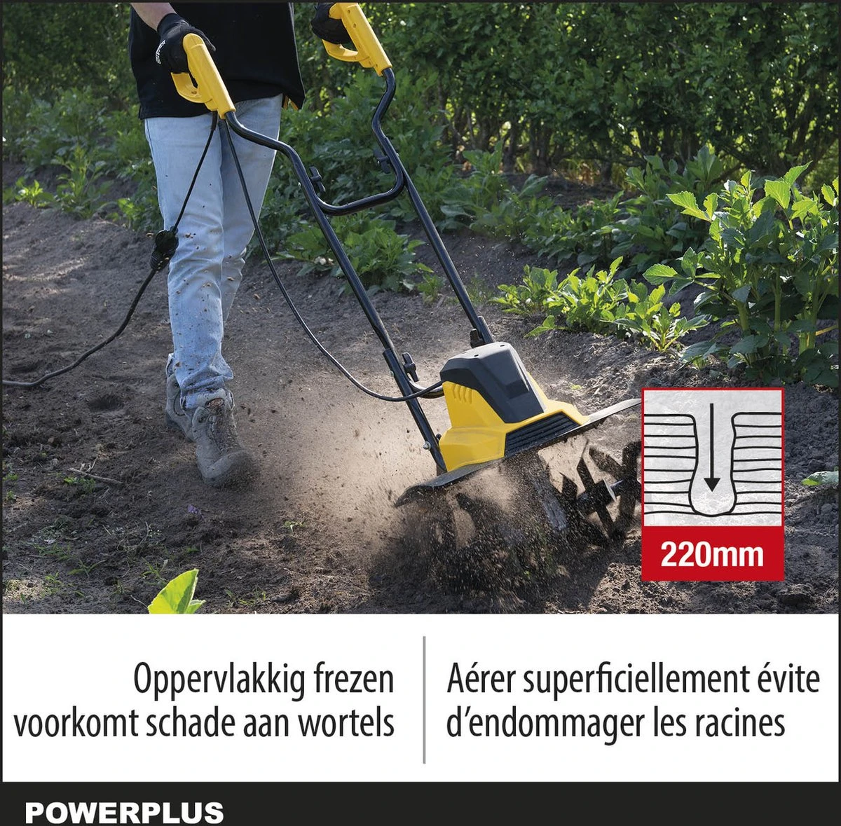 Powerplus POWXG72010 Tuinfrees - 1500W - Werkbreedte 450mm - Werkdiepte Max. 220mm - Incl. 6 Messen En Wielen 5 Powerplus POWXG72010 Tuinfrees - 1500W - Werkbreedte 450mm - Werkdiepte Max. 220mm - Incl. 6 Messen En Wielen - Afbeelding 3