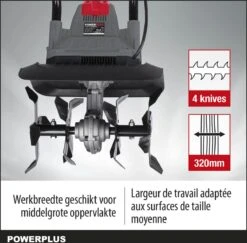 Powerplus POWEG7010 Tuinfrees - 1050W - Werkbreedte 320mm - Werkdiepte Max. 220mm - Incl. 4 Messen 12 Powerplus POWEG7010 Tuinfrees - 1050W - Werkbreedte 320mm - Werkdiepte Max. 220mm - Incl. 4 Messen -Tuingereedschaps Winkel 1200x1179 14