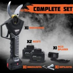 Reichlër® Elektrische Snoeischaar - 40 Mm Snijdiameter - 2x Accu - Anti-cut Functie - Heggenschaar - Takkenschaar - Zwart -Tuingereedschaps Winkel 1200x1195 4