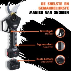 Reichlër® Elektrische Snoeischaar - 40 Mm Snijdiameter - 2x Accu - Anti-cut Functie - Heggenschaar - Takkenschaar - Zwart -Tuingereedschaps Winkel 1200x1200 203