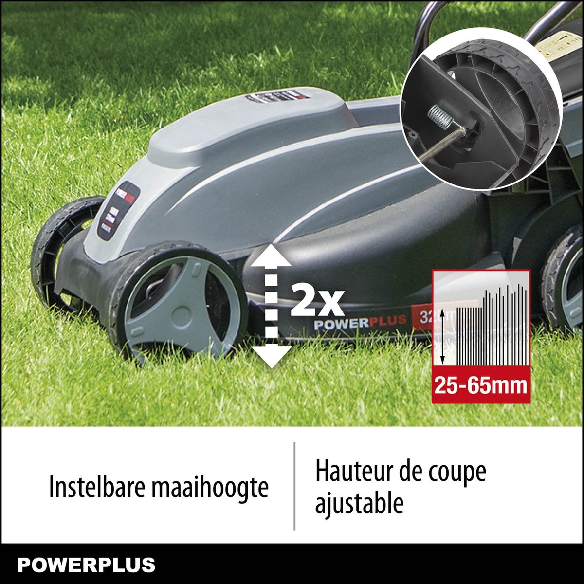 Powerplus POWEG63703 Elektrische Grasmaaier - Grasmachine Voor Kleine Tuin - 1000 W - 32cm Maaibreedte - 30L Opvangbak - Verstelbare Maaihoogte 7 Powerplus POWEG63703 Elektrische Grasmaaier - Grasmachine Voor Kleine Tuin - 1000 W - 32cm Maaibreedte - 30L Opvangbak - Verstelbare Maaihoogte - Afbeelding 5