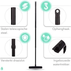 CLEANLY® Rubberen Bezem Met Vloerwisser - Kappersbezem - Zachte Bezem Binnen & Buiten - Vloertrekker Met Steel - 68-150 Cm -Tuingereedschaps Winkel 1200x1200 471