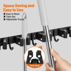 BOTC Bezemhouder - 5 Houders 6 Haken - Gereedschapshouder - Zeflklevend - Bezem Ophangsysteem - Ophanghaken - Tuingereedschap -Tuingereedschaps Winkel 1200x1200 477