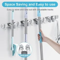 BOTC Bezemhouder - 5 Houders 6 Haken Bezem Ophangsysteem - Zeflklevend - Opbergsysteem - Ophanghaken - Tuingereedschap - Gereedschap Opbergen -Tuingereedschaps Winkel 1200x1200 554