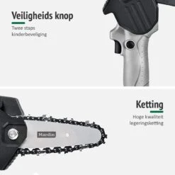 Mardin Mini Kettingzaag - Snoeizaag - Kettingzaag - Kettingzaag Electrisch Met 2 Accu - Inclusief Koffer - 1 Extra Accu - Grijs -Tuingereedschaps Winkel 1200x1200 613