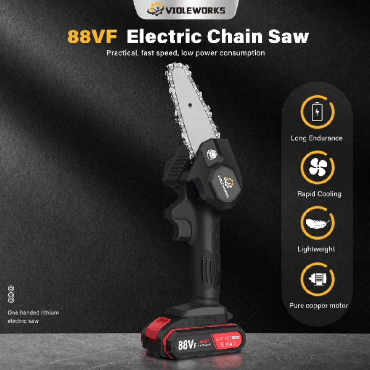 Violeworks® Accu Kettingzaag - Snoeizaag - Mini Kettingzaag - Handkettingzaag - Ook Voor Makita - Elektrische Kettingzaag - Elektrische Snoeischaar - Op Batterij - 2900 MAh - 1080W - 88V 7 Violeworks® Accu Kettingzaag - Snoeizaag - Mini Kettingzaag - Handkettingzaag - Ook Voor Makita - Elektrische Kettingzaag - Elektrische Snoeischaar - Op Batterij - 2900 MAh - 1080W - 88V - Afbeelding 5