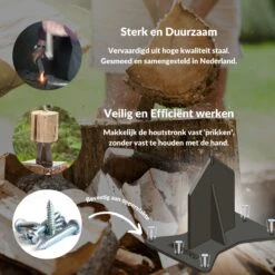 Miseru Houtklover – Geen Bijl Nodig – No Axe - Houtsplijter – Houtkliever – HANDMADE In Holland - Houtklover Voor Aanmaakhout – Metaal -Tuingereedschaps Winkel 1200x1200 698