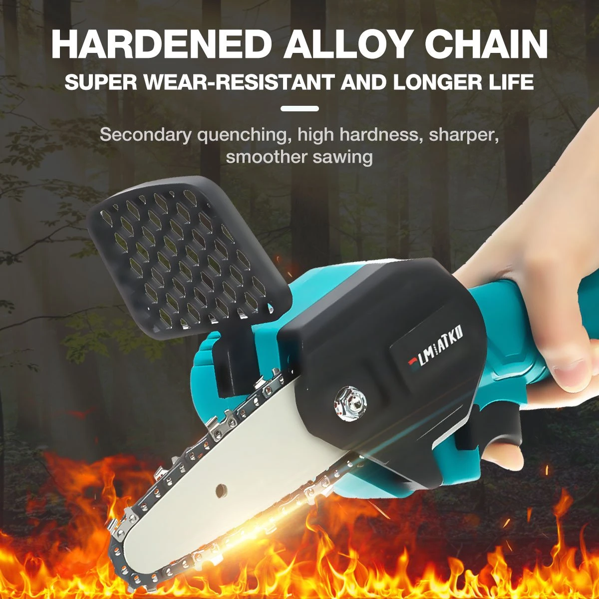 Merkloos Mini Accu Kettingzaag - 4 Inch Elektrische Boomzaag - Handkettingzaag - Met 2 Accu En 1 Oplader - Voor Tuinboom Ranch Bomen Snijden Hout- Blauw 17 Merkloos Mini Accu Kettingzaag - 4 Inch Elektrische Boomzaag - Handkettingzaag - Met 2 Accu En 1 Oplader - Voor Tuinboom Ranch Bomen Snijden Hout- Blauw - Afbeelding 15