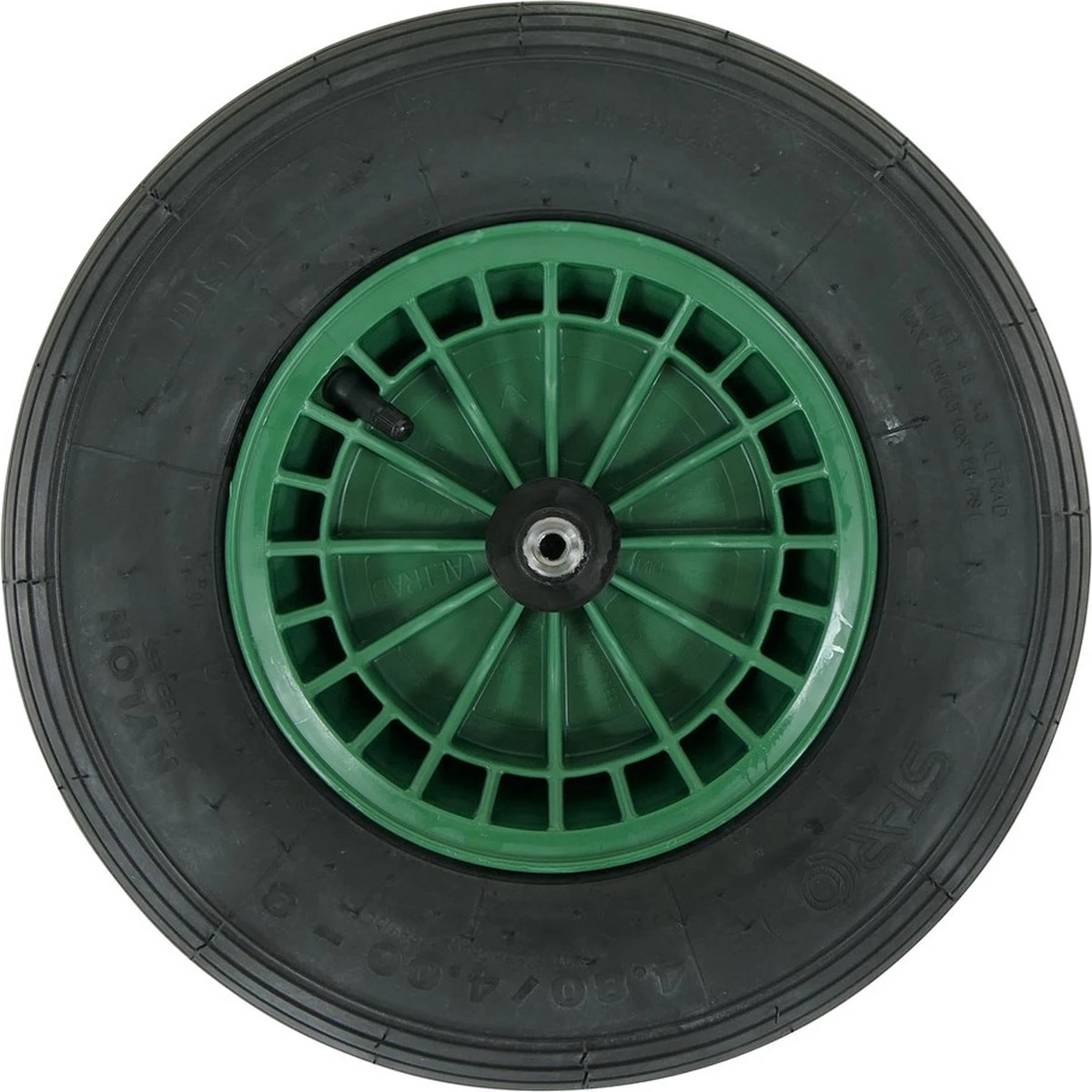 FORT 2PLy Kruiwagenwiel 400x100mm, Kunststof Velg, Kleur Groen, Luchtband 3 FORT 2PLy Kruiwagenwiel 400x100mm, Kunststof Velg, Kleur Groen, Luchtband