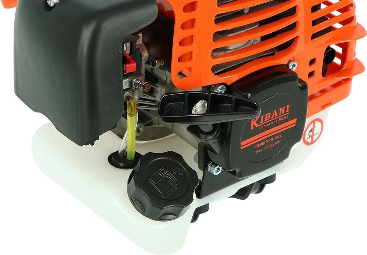 Kibani 6-in-1 Multitool - 52 Cc / 1.9 PK 2-takt Benzine Motor - Heggenschaar, Kettingzaag, Grastrimmer, Maaidraad 100M, Onkruidborstel, Zaagblad, Maaidraad 100 M & Bosmaaier 5 Kibani 6-in-1 Multitool - 52 Cc / 1.9 PK 2-takt Benzine Motor - Heggenschaar, Kettingzaag, Grastrimmer, Maaidraad 100M, Onkruidborstel, Zaagblad, Maaidraad 100 M & Bosmaaier - Afbeelding 3