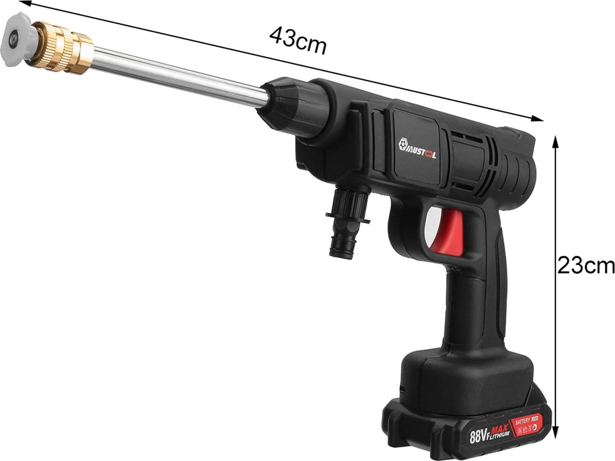 Merkloos Elektrische Accu-Hogedrukreiniger - 1.2mpa - Multifunctioneel Mondstuk - Draagbaar Oplaadbaar Snoerloos - Reinigingsspuitpistool - Met Rijke Accessoires - Voor Auto, Tuin, Terras, Raam - Zwart 10 Merkloos Elektrische Accu-Hogedrukreiniger - 1.2mpa - Multifunctioneel Mondstuk - Draagbaar Oplaadbaar Snoerloos - Reinigingsspuitpistool - Met Rijke Accessoires - Voor Auto, Tuin, Terras, Raam - Zwart - Afbeelding 8