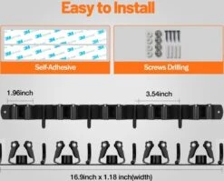 BOTC Bezemhouder - 5 Houders 6 Haken - Gereedschapshouder - Zeflklevend - Bezem Ophangsysteem - Ophanghaken - Tuingereedschap -Tuingereedschaps Winkel 1200x966 1