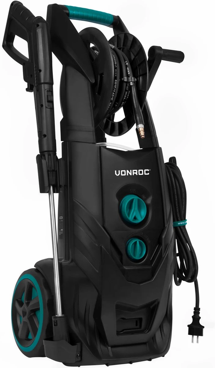 VONROC PRO Hogedrukreiniger V25-2 – 2500W – 195 Bar – 468 L/h – Duurzame Inductiemotor – Incl. 8m Slang, Slanghaspel, Terrasreiniger, Reinigingstank En Meer 4 VONROC PRO Hogedrukreiniger V25-2 – 2500W – 195 Bar – 468 L/h – Duurzame Inductiemotor – Incl. 8m Slang, Slanghaspel, Terrasreiniger, Reinigingstank En Meer - Afbeelding 2