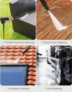 Merkloos Home Hogedrukreiniger - 2100W - 165 Bar - Met Verstelbare Nozzles Slanghaspel 5m Netsnoer 10m Slang - Voor Reiniging Huis Auto Tuin -Tuingereedschaps Winkel 939x1200 2